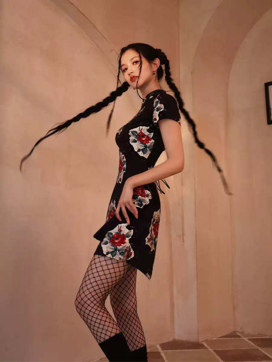 Torn Rose Cheongsam Dress