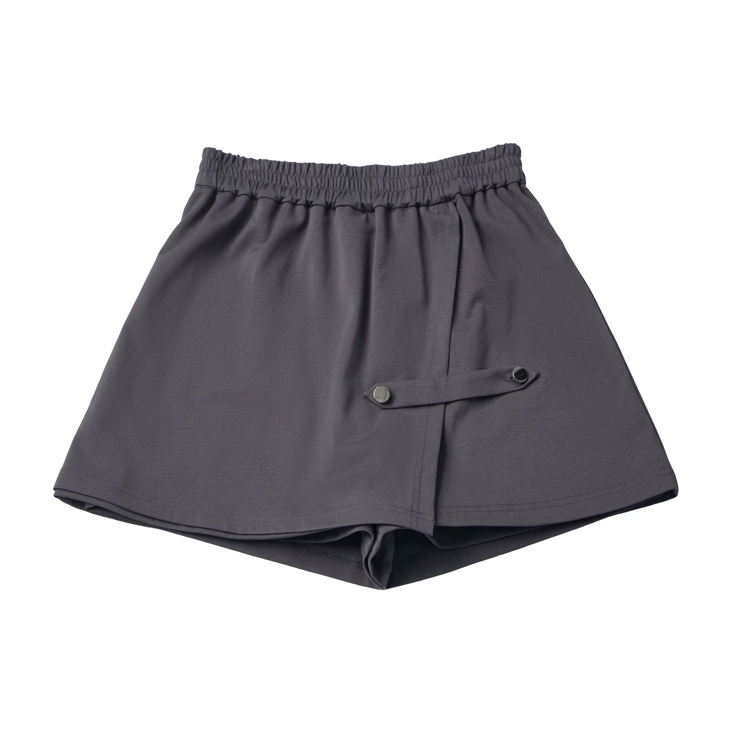 Ready-to-Ship【Grey Tuning】Black-Grey Stand Collar Summer Sleeve Cuffs Short-Sleeve Flared Skirt Waist-Length Slimming Dress for Women