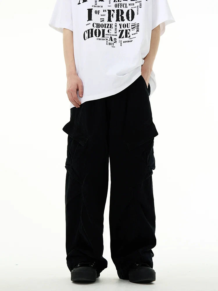 Classic Wide-Leg Straight Workwear Pants