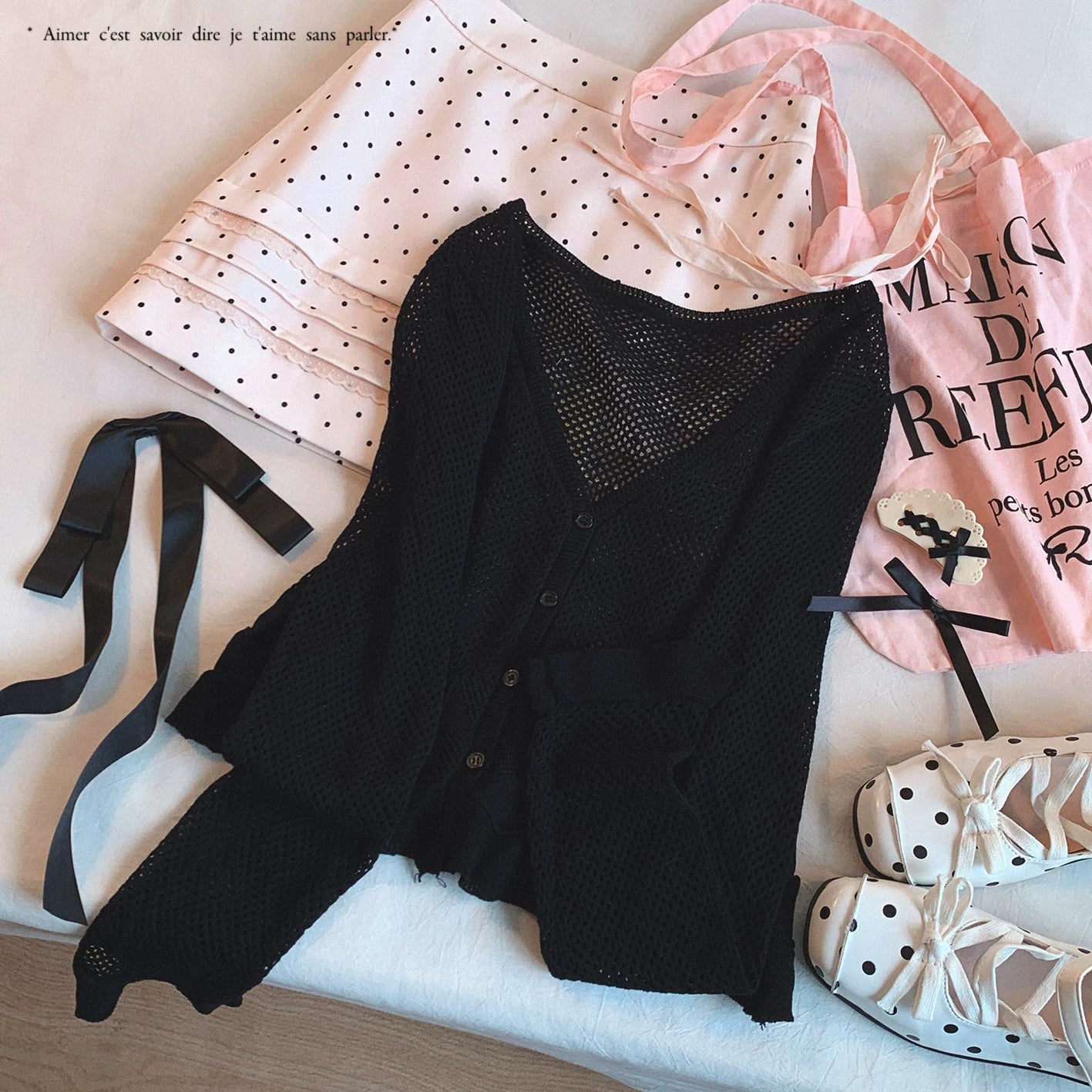 Final Stock Sweet Style Lightweight Ruffle Hem Lace-Trim Knit Cardigan Outerwear