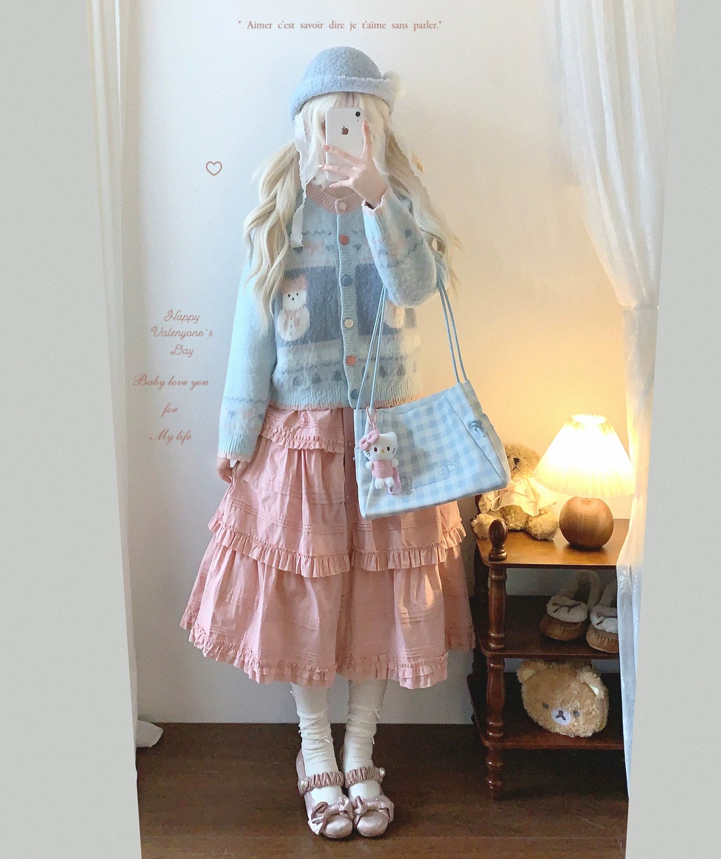 sleepdoll Handmade “Miao Hua Zhi Yuan” Woodland-Inspired Single-Button Sweet Solid Color Pleated Tiered Ruffle Skirt