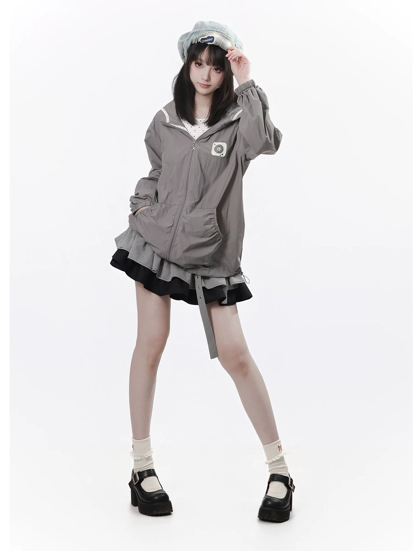 【Dolphin Radio】 Summer Sleeveless Vest, Soft Cotton Plaid Skirt as Sun-Protective Shirt
