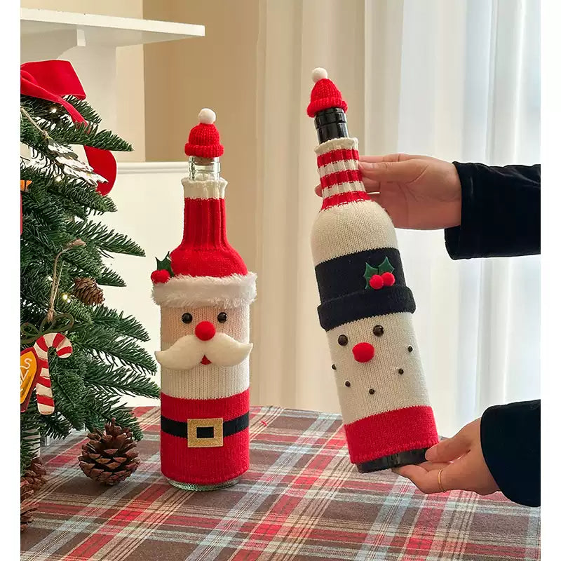 Christmas wine bottle knitted set