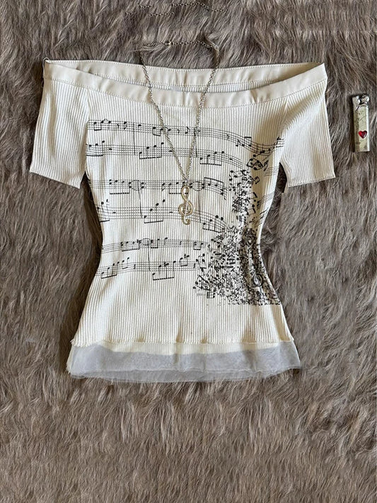 Botanical Maiden Original White Letter Print Short-Sleeve T-Shirt for Women Summer Vintage Y2K Thrift-Style Outfit Top Trend