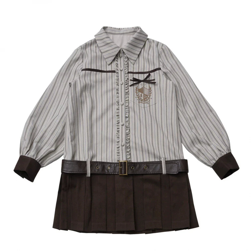 Striped Shirt Dress + Shirt + Cargo Pants + Tie Dress