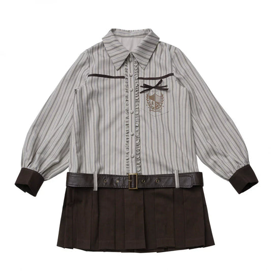 Striped Shirt Dress + Shirt + Cargo Pants + Tie Dress