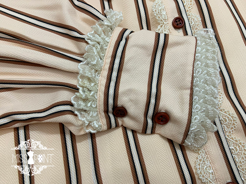 Chocolate Daily Light Sweet Stripe Lolita Blouse