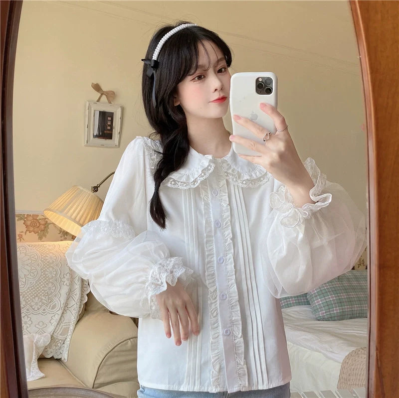 Sweet Lolita Shirt White Doll Collar Shirt