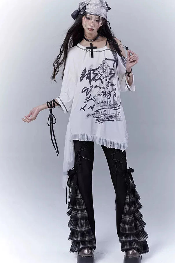 Check Lace Slimming Pants