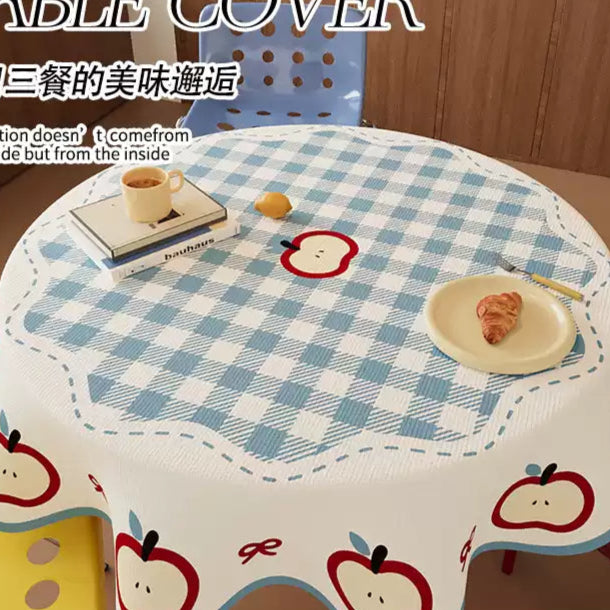 waterproof & oil-proof apples round table tablecloth
