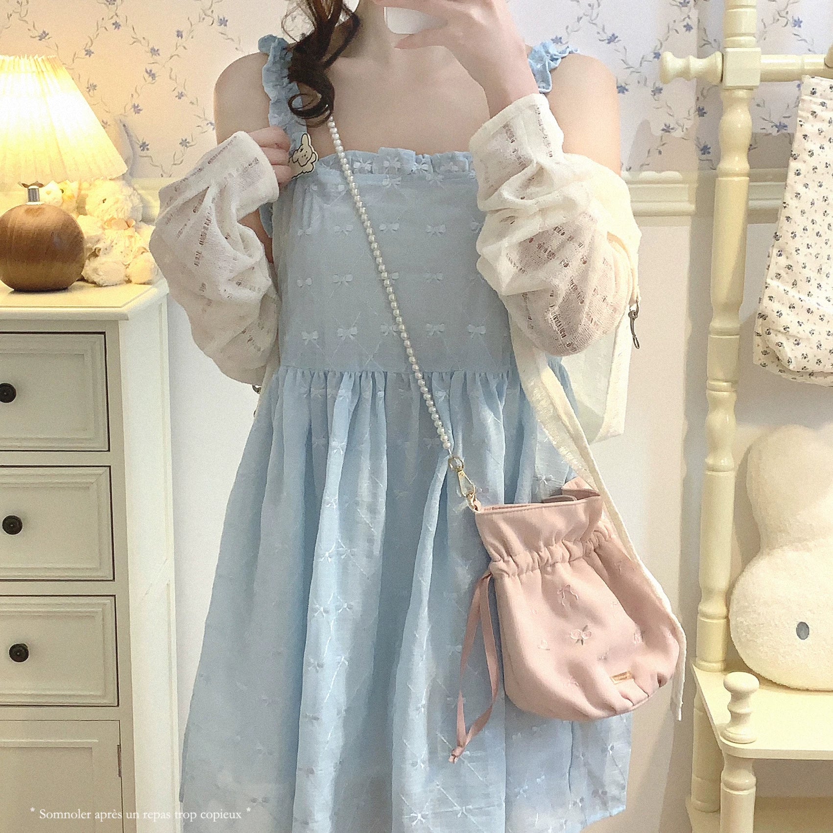 Final-Stock CCK*K Sweet Little Girl Springtime Butterfly Bow Embroidered Diamond-Pattern Jacquard, Soft Camisole Dress