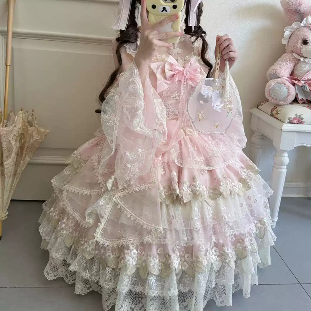 Pink Mesh Lace Princess Lolita Dress