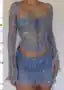 Baddie Sequined See-through Knitted Suit