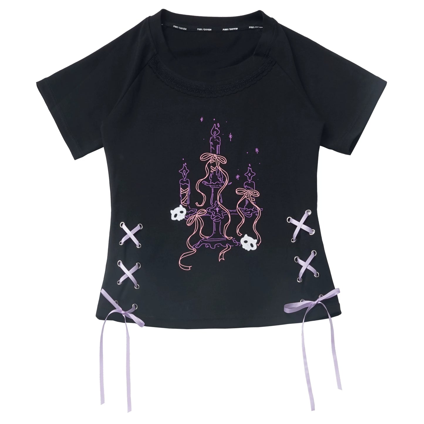 Ready Stock & Fast Shipping 【Interwoven Dreamscape】 Purple Grid Summer Waist-Cinching Color-Block Slimming Cute Short-Sleeve Two-Piece Set
