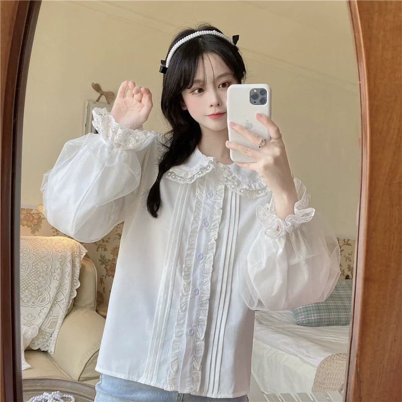 Sweet Lolita Shirt White Doll Collar Shirt