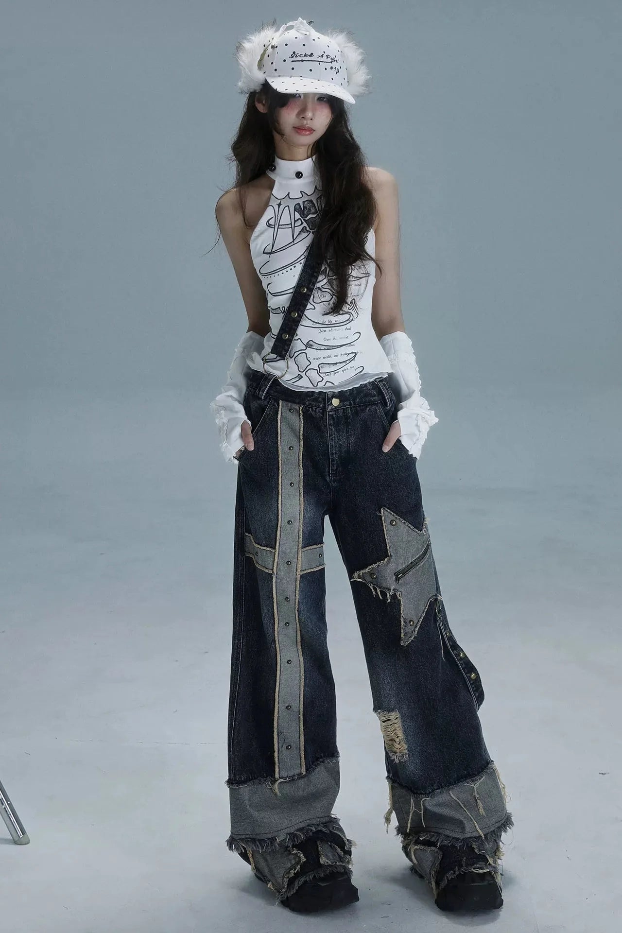 Y2K Design Wide Leg Denim Pants