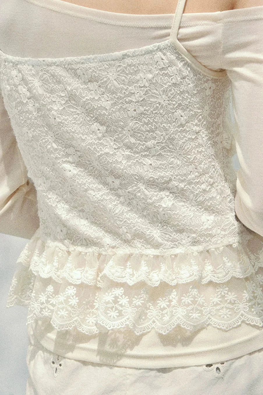 Lace Asymmetrical Strap Top