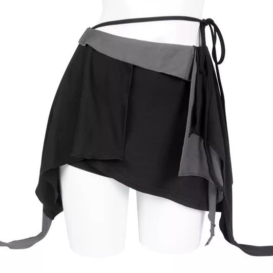Gray and black contrast knitted culottes