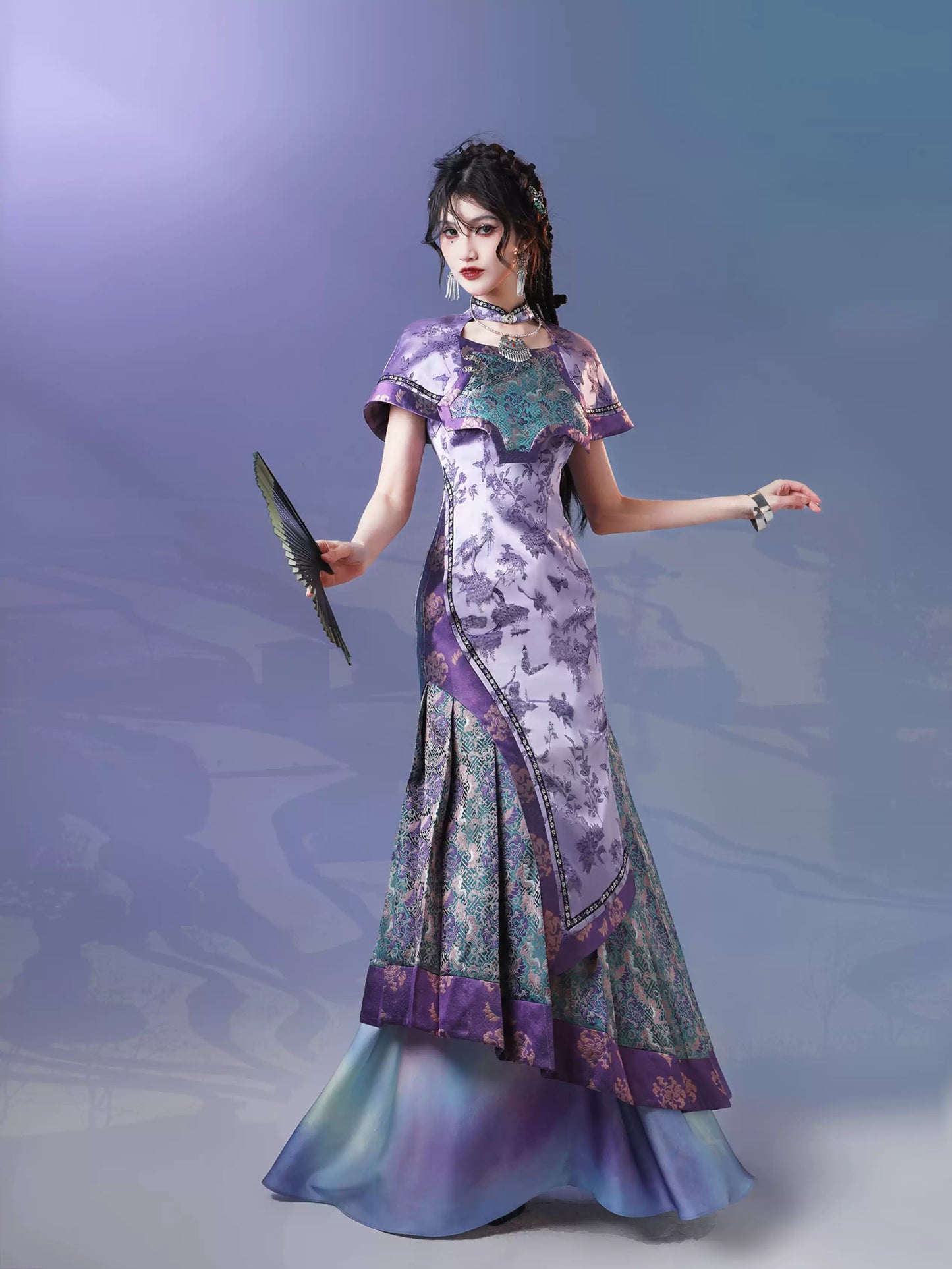 Purple Horse Face Long Dress