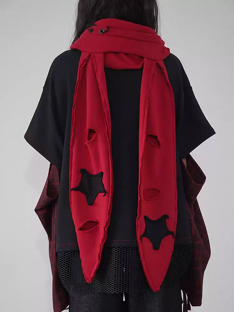 Star red and black hole heart hardware hat scarf