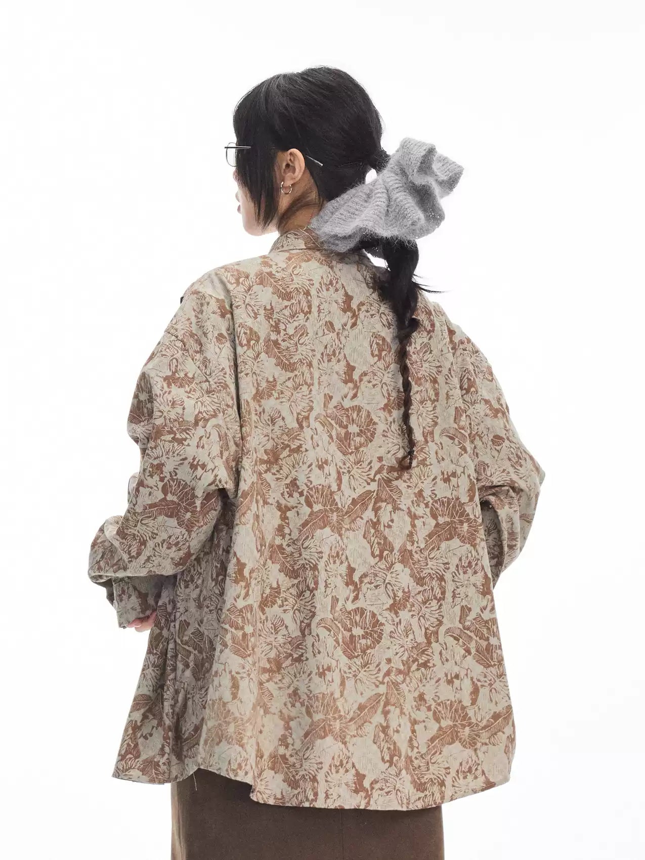 American niche design floral print long-sleeved shirt