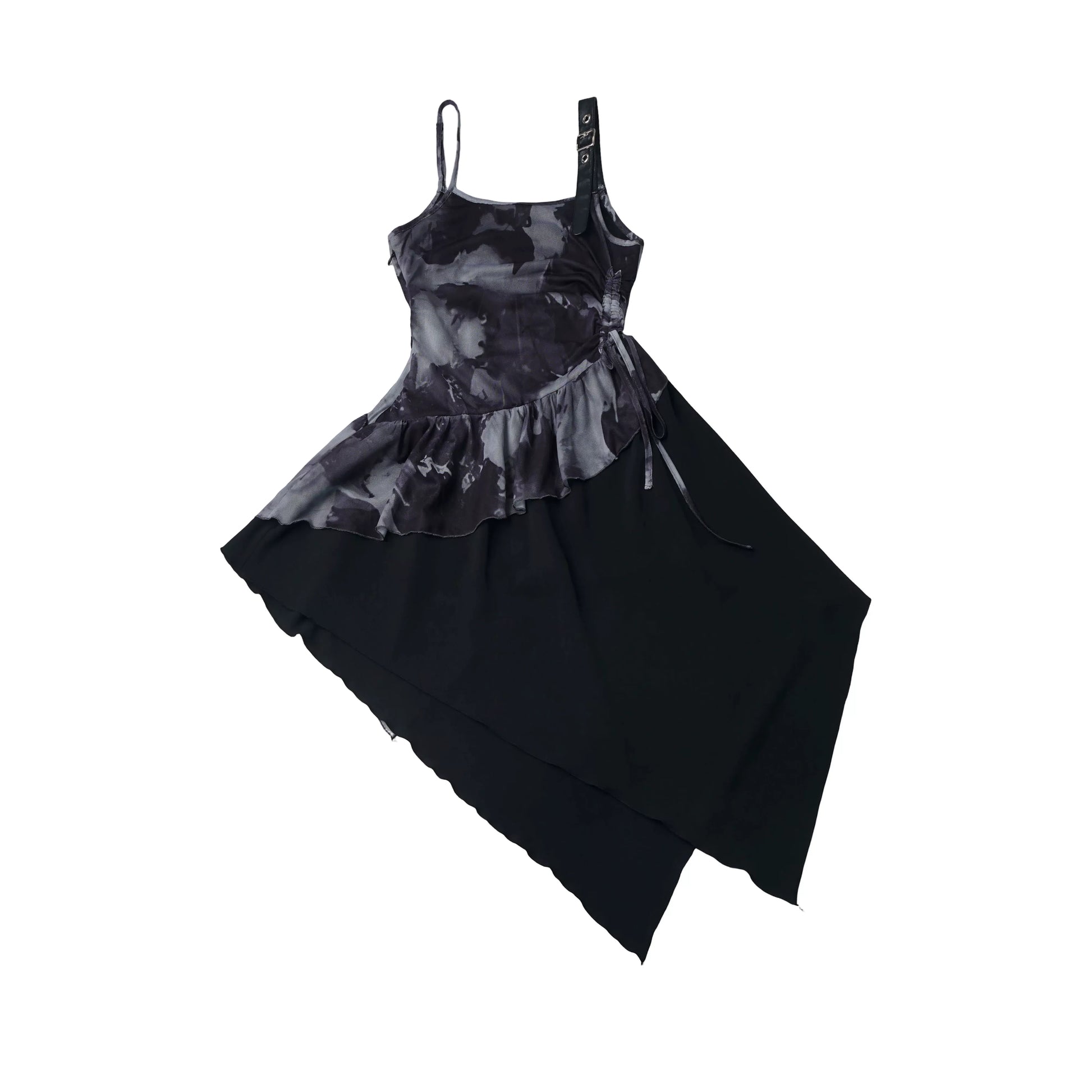 In Stock & Ships Fast 【Inkstone】 Cheongsam Collar Tencel Camisole Dress Top with Water-Ink Feel, Irregular Hem