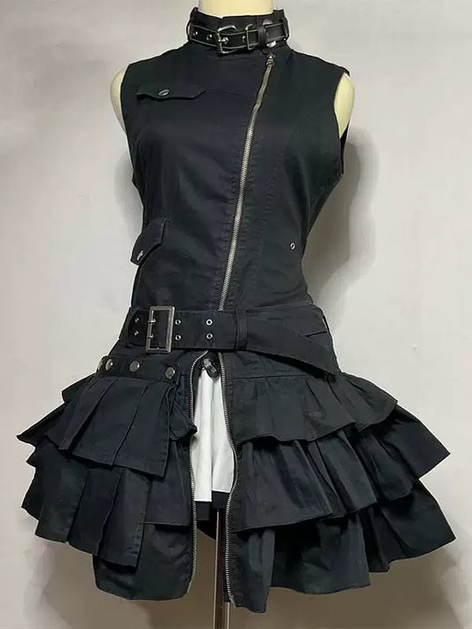 Breeze Original Unique Design-Feeling Slimming Black Dress for Women 2026 New Retro High-End Sleeveless Mini Dress