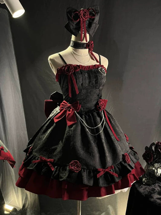 Red Gothic Lolita Dress Jsk Romantic Lolita Outfit Sweet &amp; Cool Princess Dress — Halloween Costume