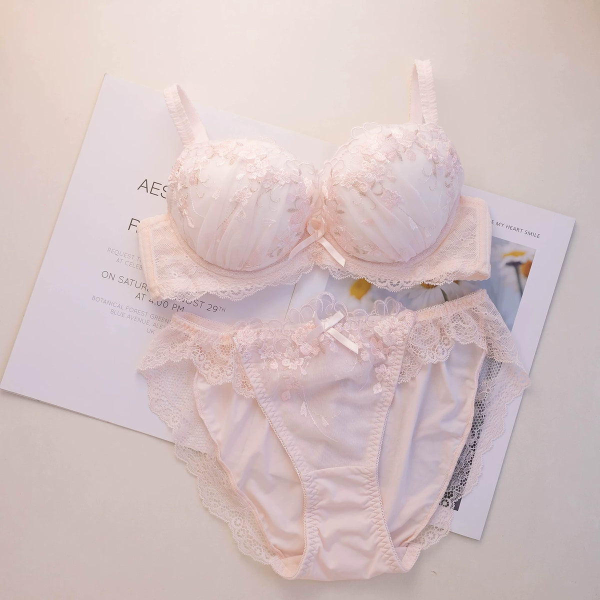 Embroidered Push Up Lingerie Set | Supportive Bra and Panty Set for Women