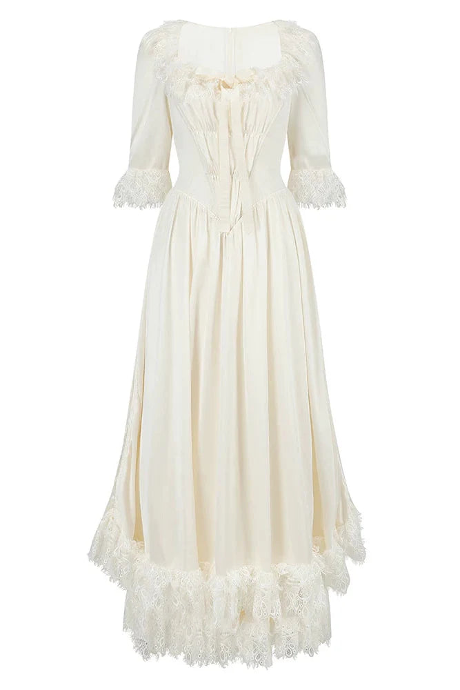 French Retro Satin Wedding Dress