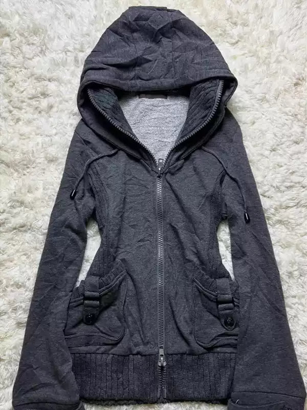 gray hooded jacket