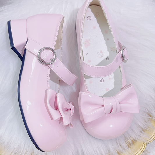 Milk Jelly Round Toe Bow Shoes