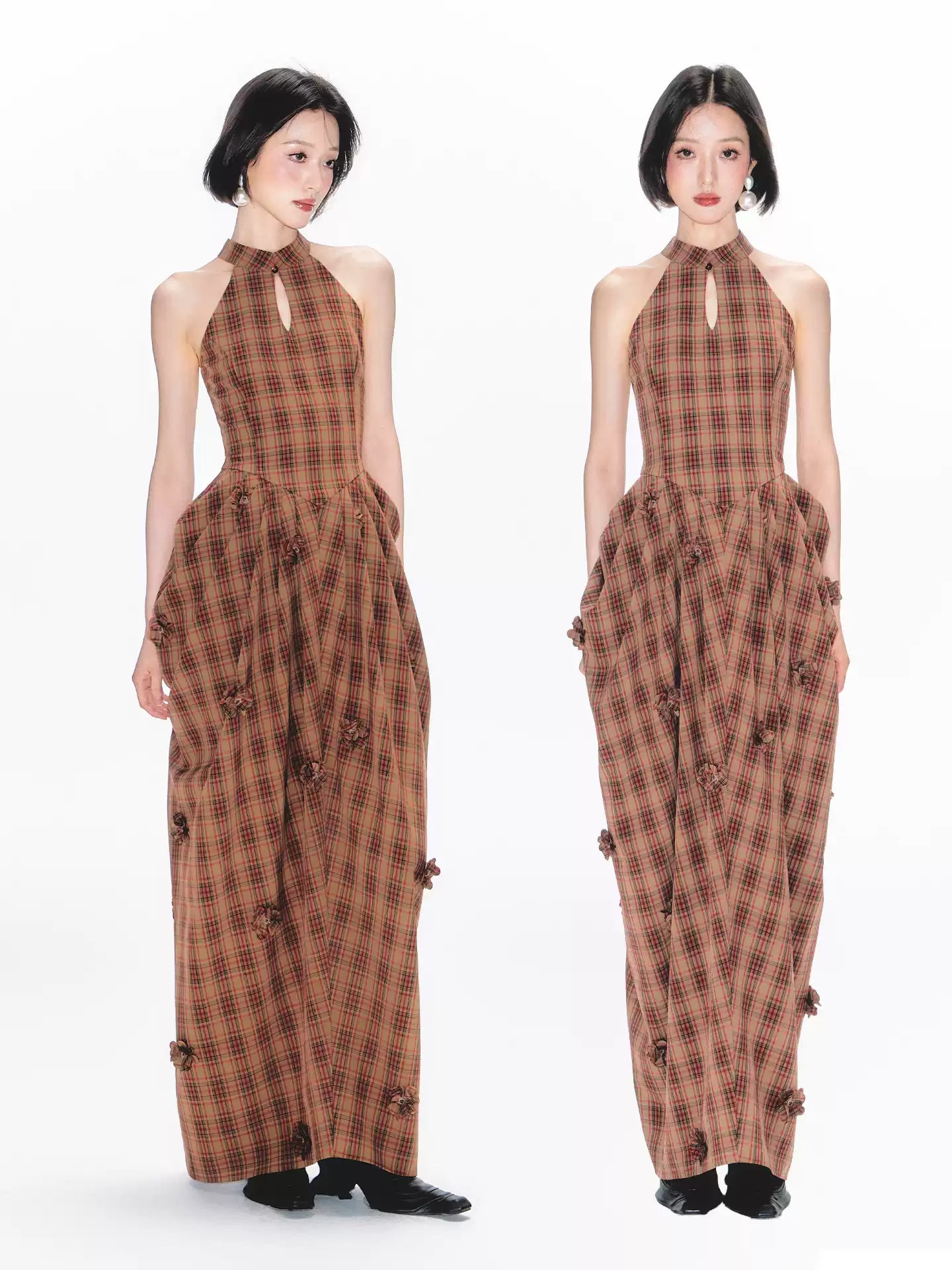 New Chinese Style Plaid Sleeveless Dress