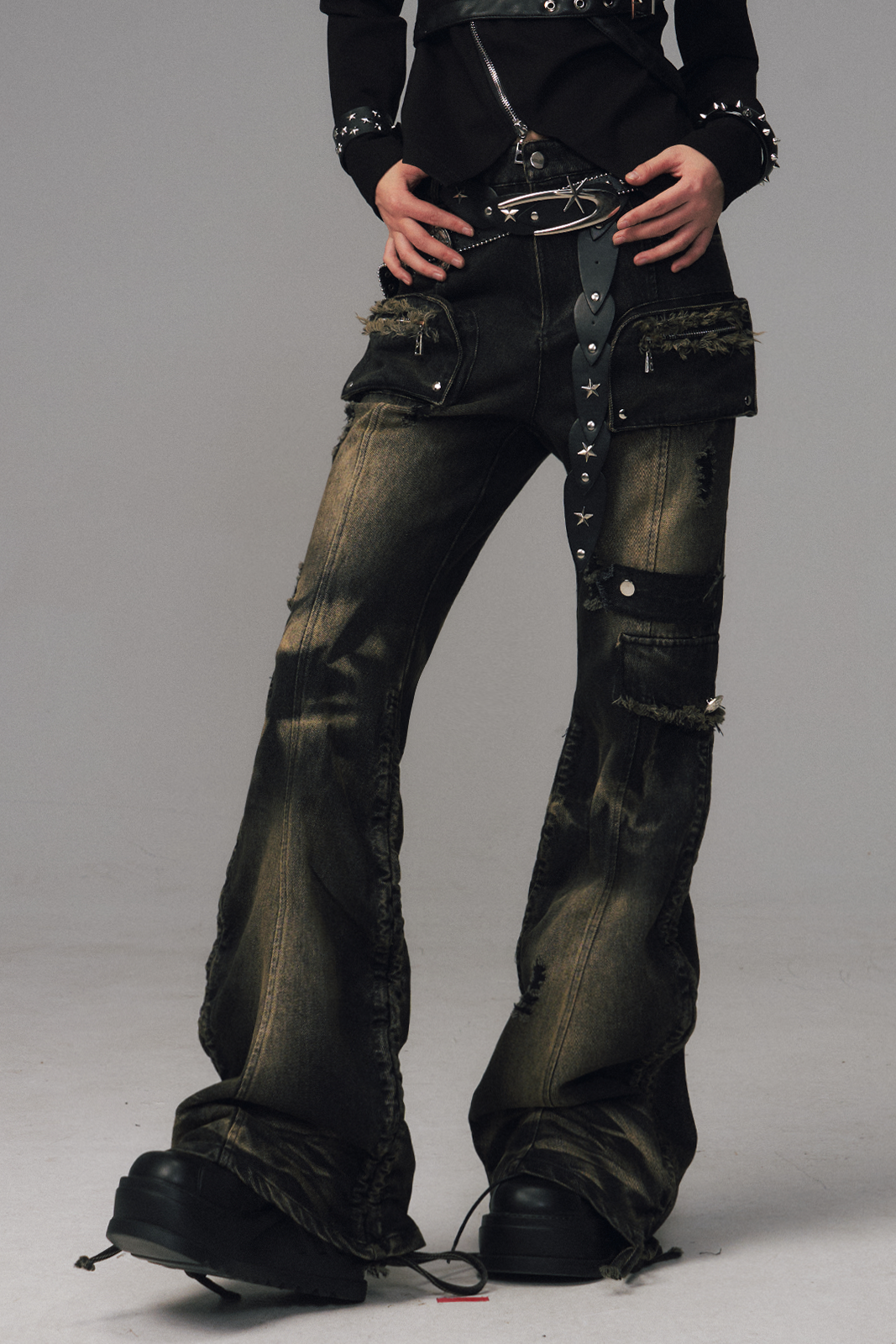 Punk Retro Flare Denim Pants