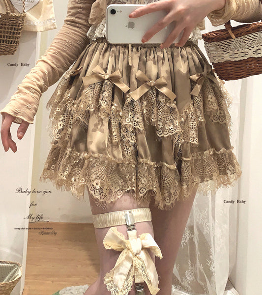 Lace Irregular Bow Eyelash Skirt