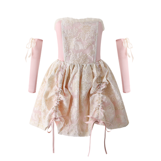 Retro Jacquard Ruffled Dress