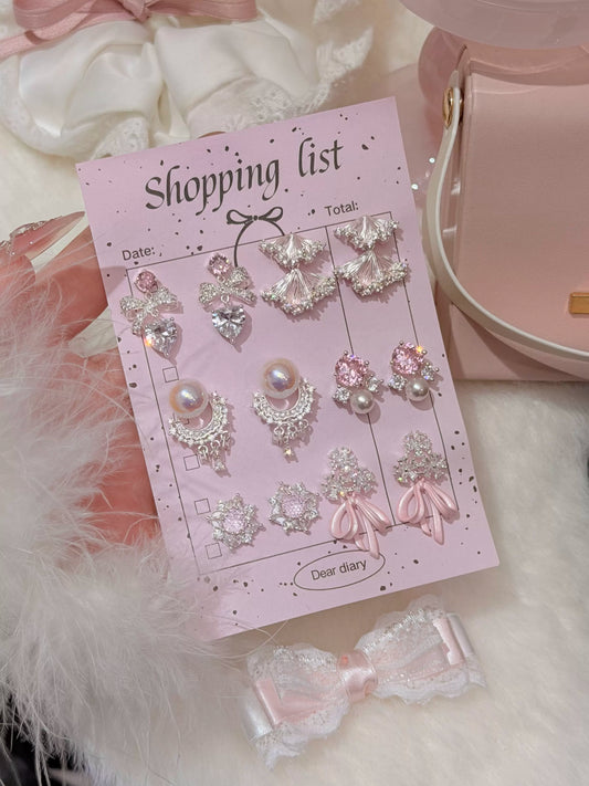 Minky “Moonlit Sweet Tea” Celestial Pink Earring Set—Studs, Mosquito Repellent Disk Earrings, Clip-On for No-Piercing Ears