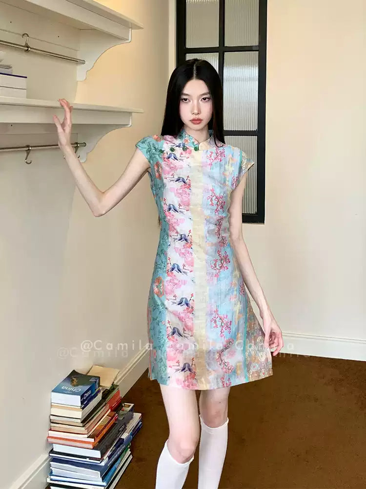 New Chinese Style Printed Cheongsam Dress