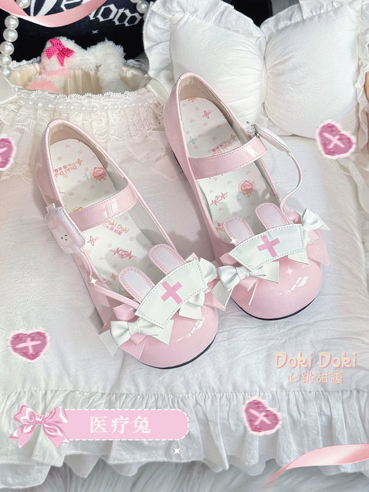 【Medical Rabbit】Original Lolita Japanese Sweet Round-Toe Mary Jane Low-Heel Shoes for Women
