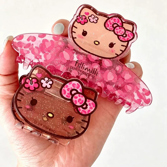 Sweet &amp; Edgy Japanese-Style Kitty Hair Claw Clip, Pink Leopard Print Shark Clip for Girls