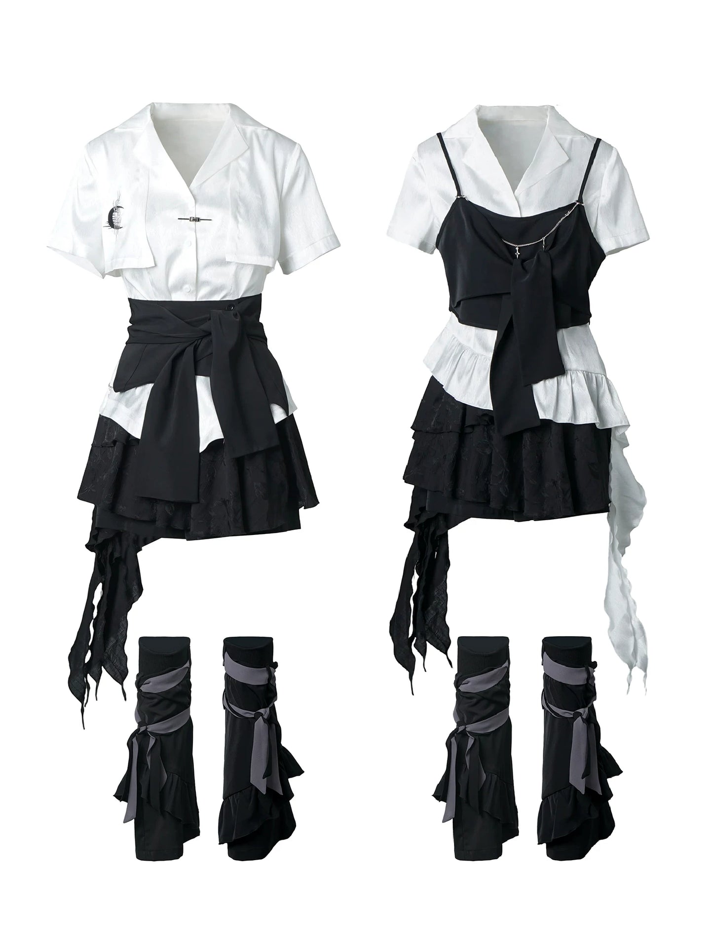 Ships Now [“Moon-Washed Floating Clouds”] Chiseled Character Pattern New Chinese-Style Waist Belt, Asymmetrical Design for Layering Underwear to Slim
