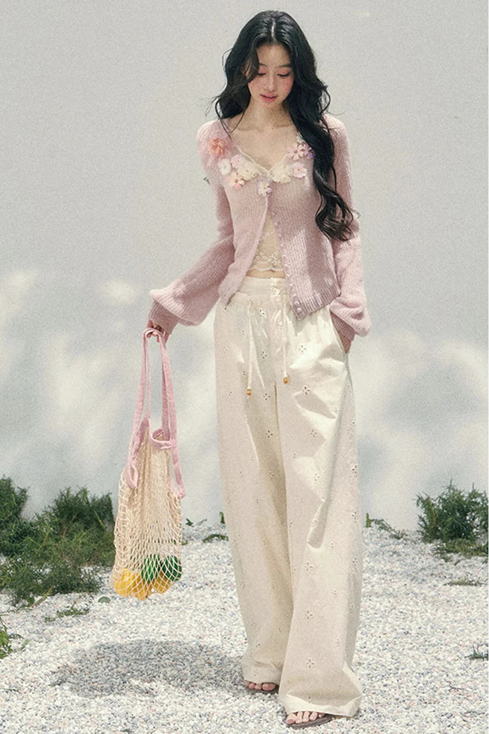 3D Floral Cardigan + Camisole