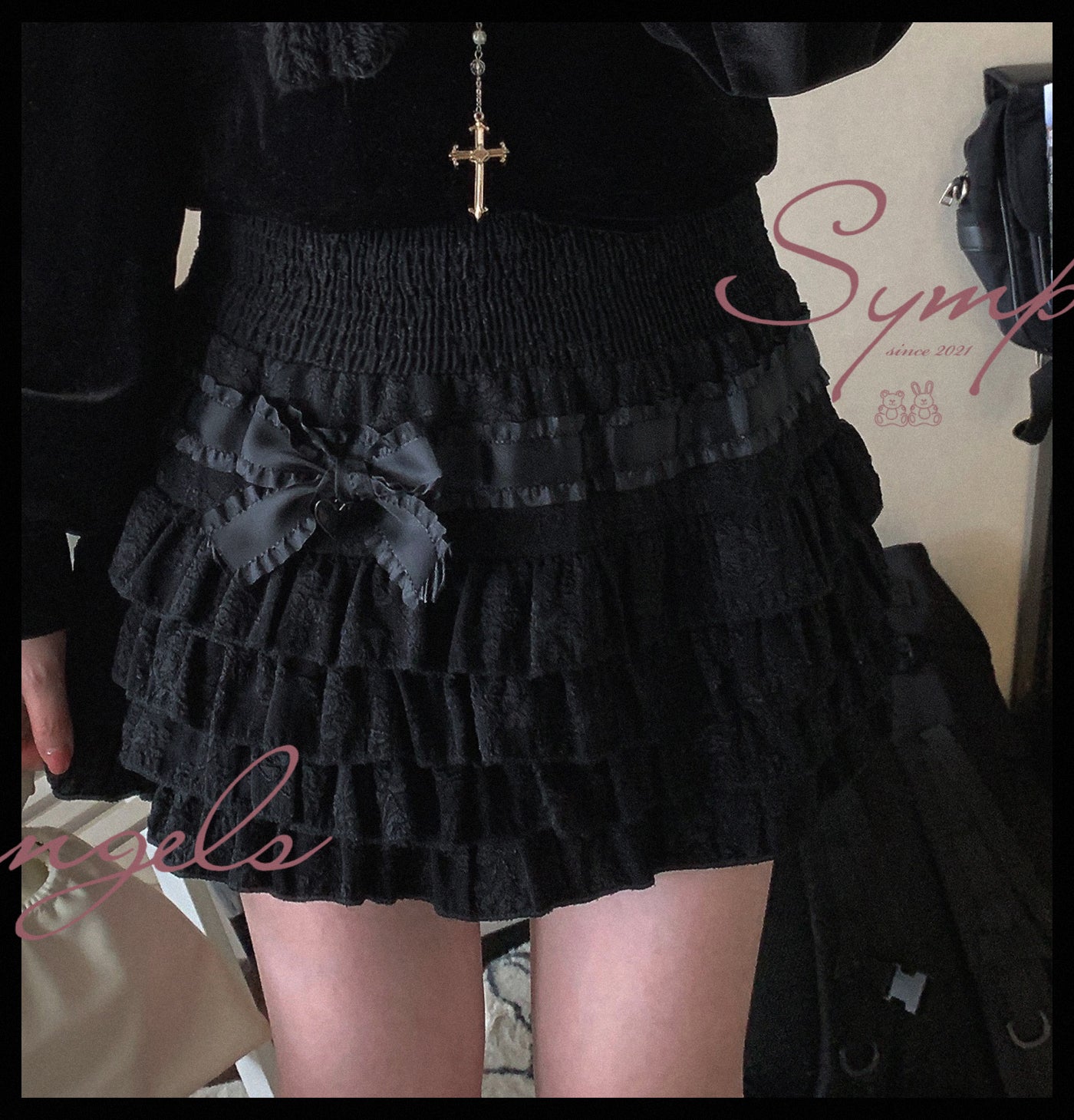 Lace Irregular Bow Eyelash Skirt