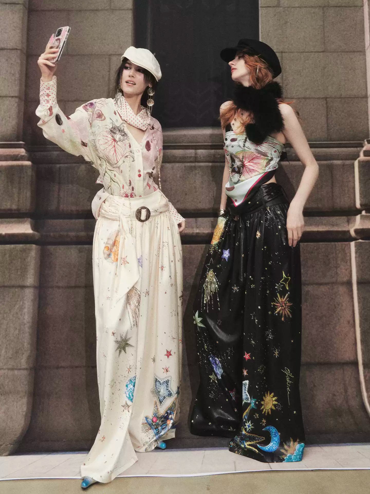 Starry Sky Loose Pleated Wide Leg Pants
