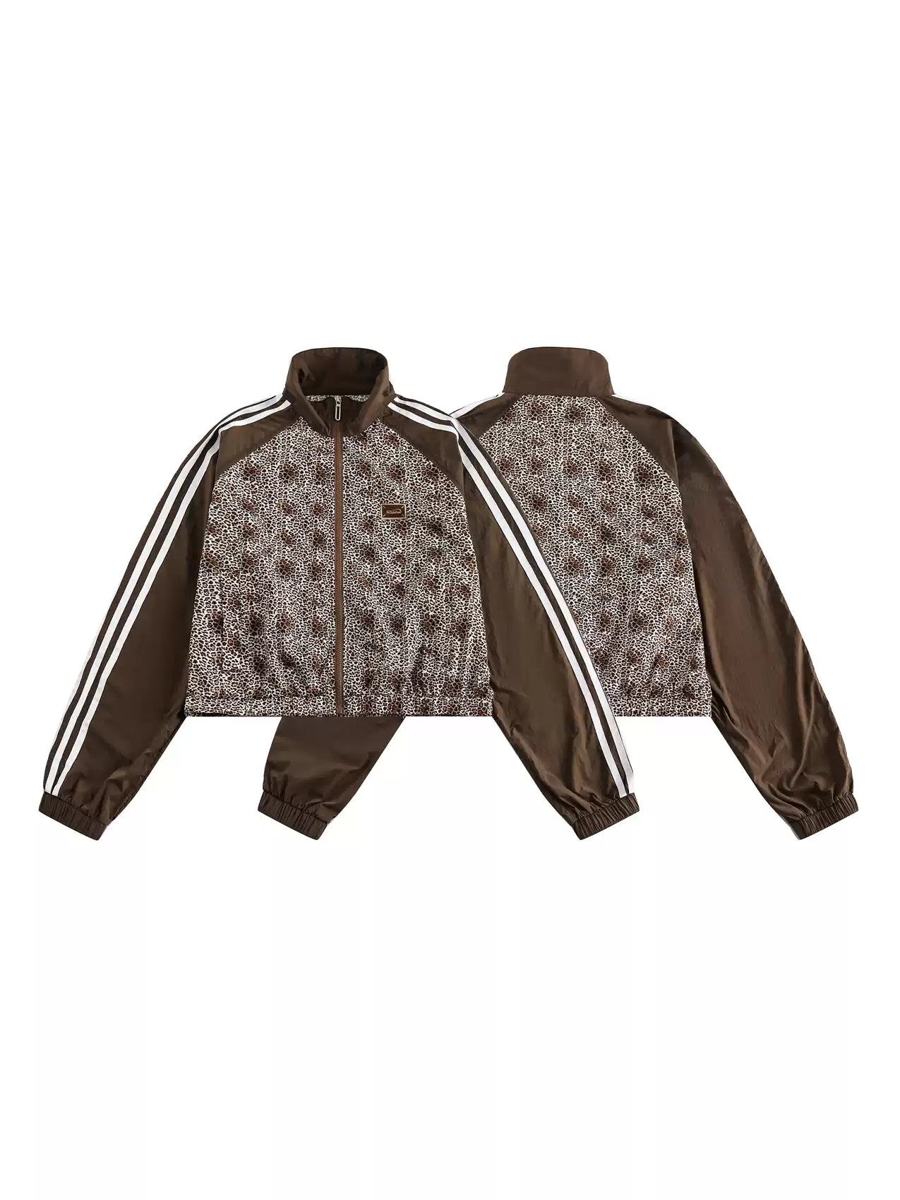 leopard print splicing jacket