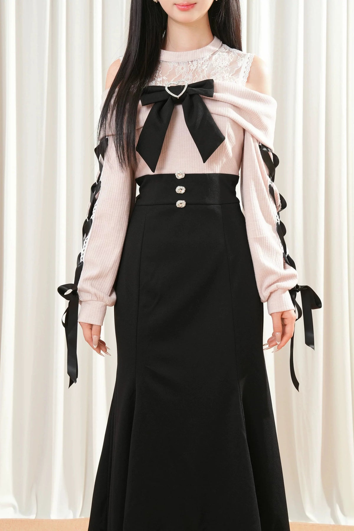 Black Bow Off-Shoulder Dress