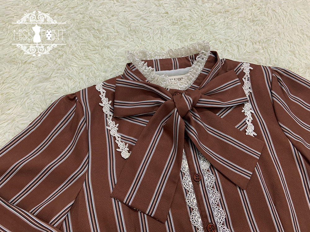Chocolate Daily Light Sweet Stripe Lolita Blouse