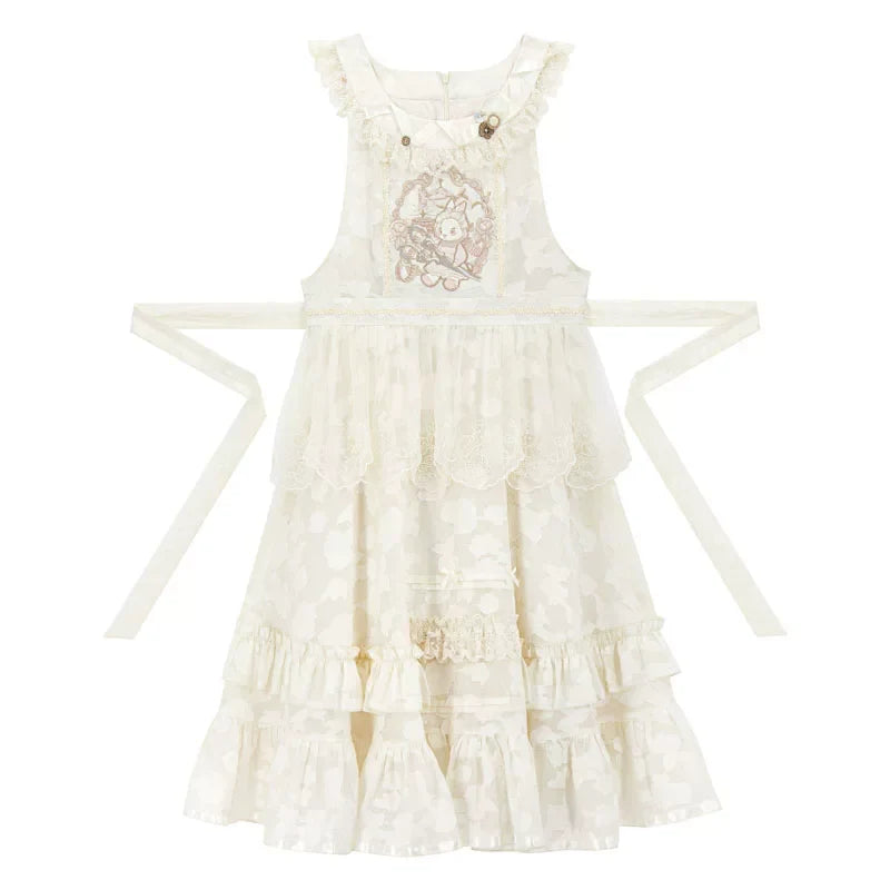 Chinese Pastel Top + Apron + Bow + Necklace + Brooch + Hair Accessories