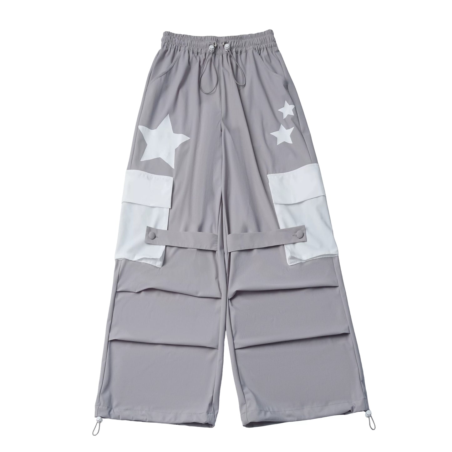 Pinksavior【Cool Glacier】White-and-Gray Contrast Summer Lightweight Jacket & Pants Set with Short Sleeves—Age-Reducing