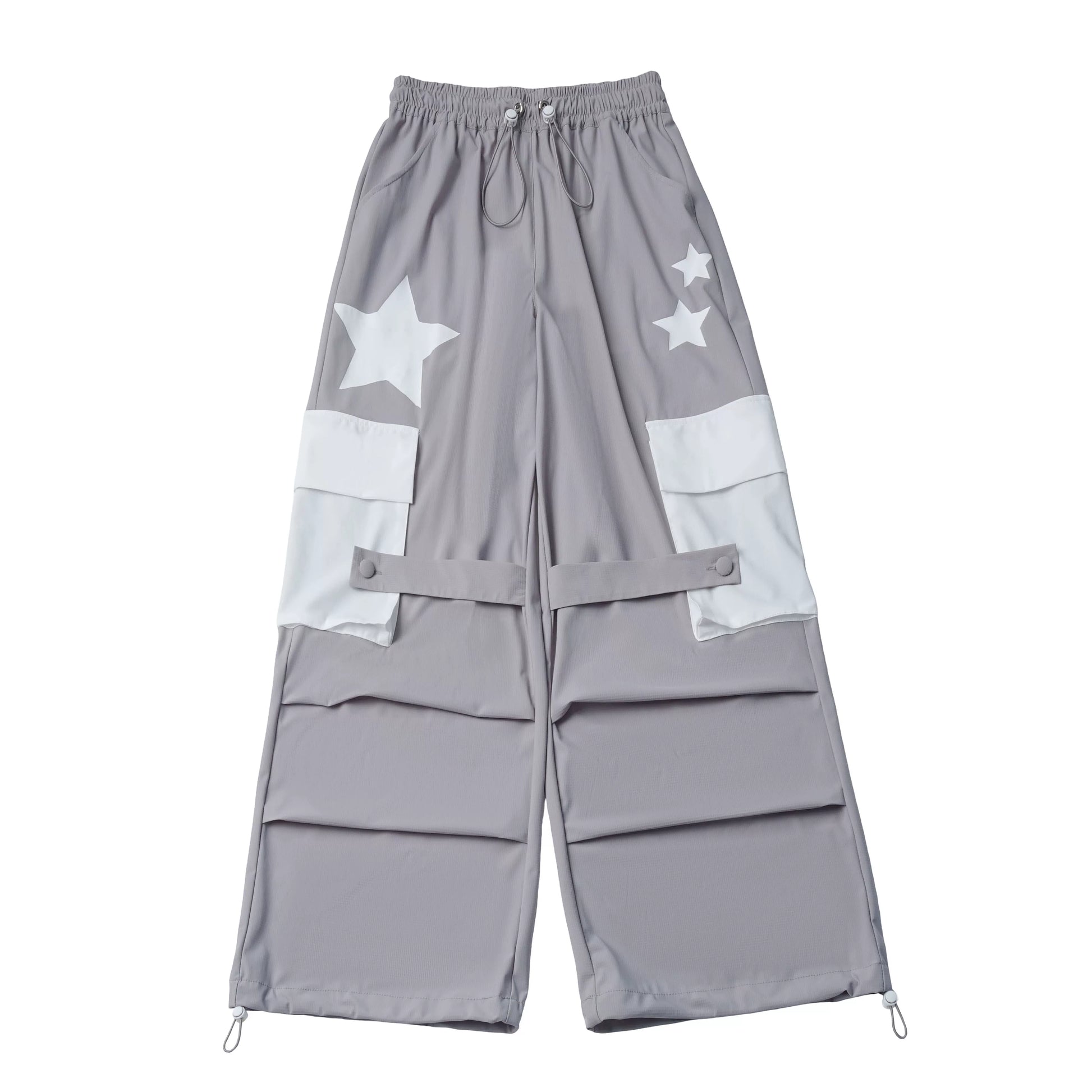 Pinksavior【Cool Glacier】White-and-Gray Contrast Summer Lightweight Jacket & Pants Set with Short Sleeves—Age-Reducing